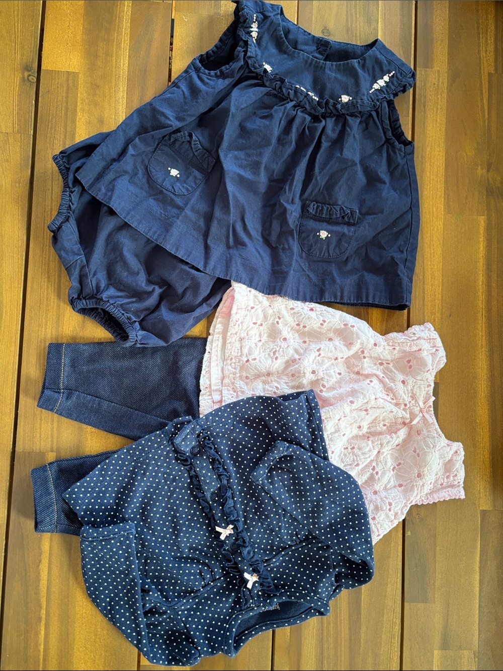 Janie and Jack Navy and Light Pink Girls Matching Set